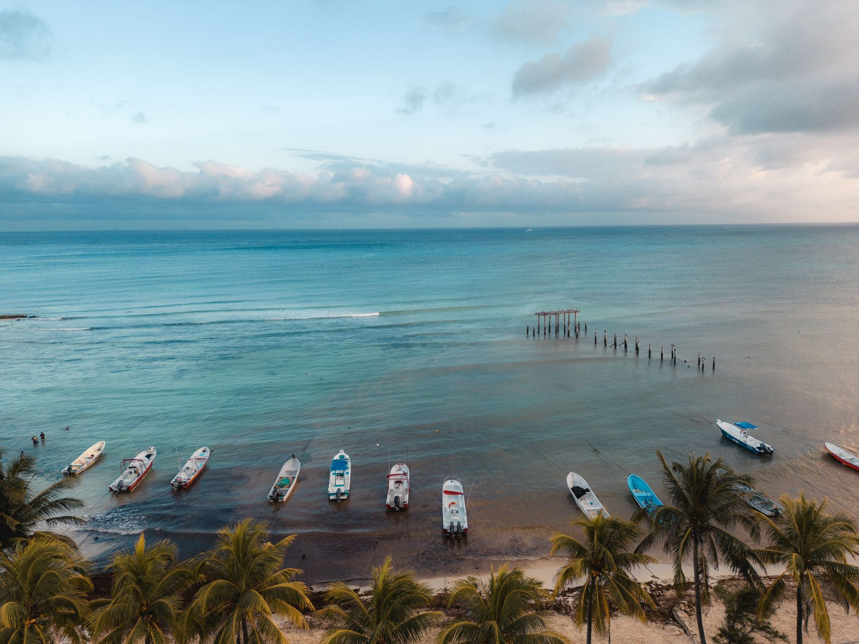 Evening sunset over the coastal anchorage of Deshaies on Basse-Terre