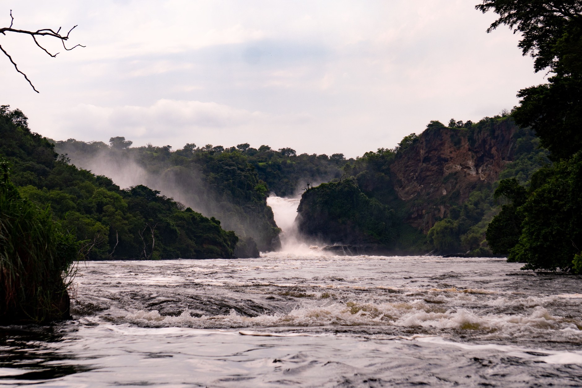 Potaro River canyon and mist rising from deep rainforest gorges near Kaieteur