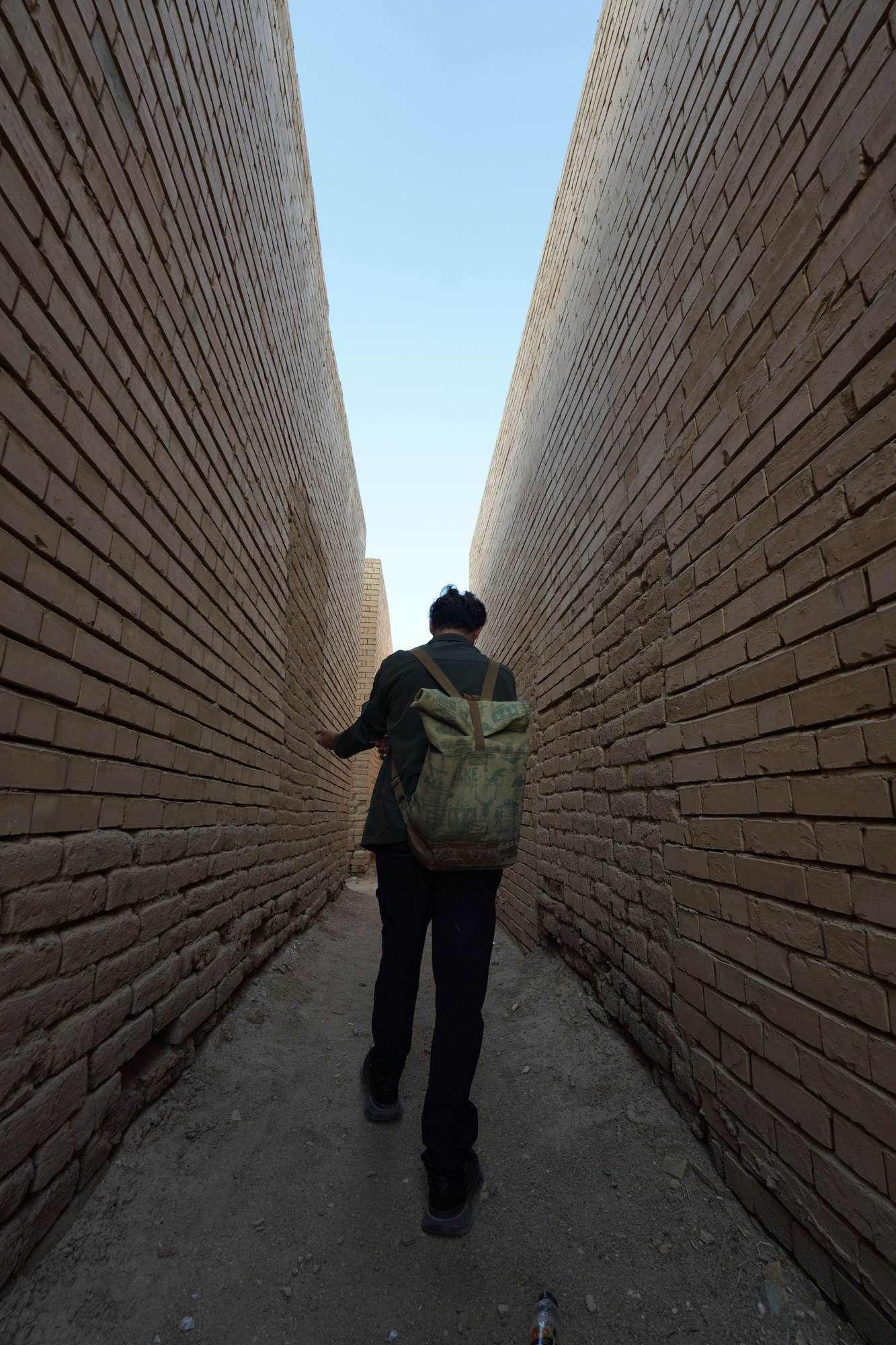 Traditional brick architecture and arched alleyways in the historic residential quarters of Baghdad
