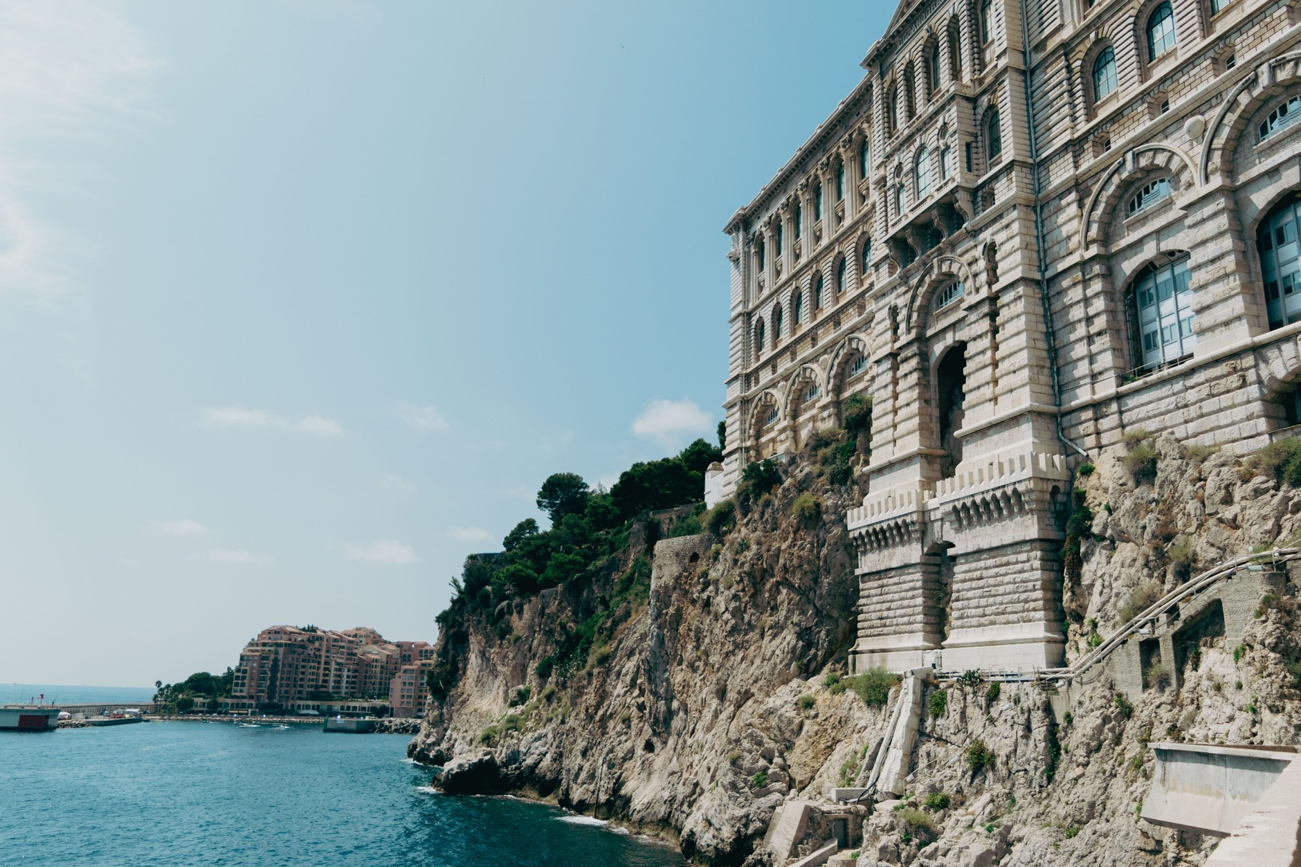 The Musée Océanographique clinging to the sheer sea cliff of the Rock of Monaco