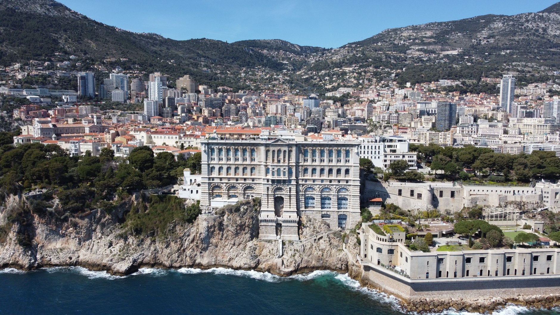 The Prince's Palace overlooking the Mediterranean from the historic rock of Le Rocher