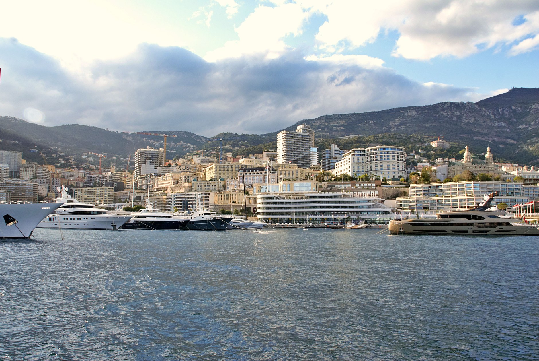 Superyachts moored along the deepwater marina of Port Hercule in central Monaco