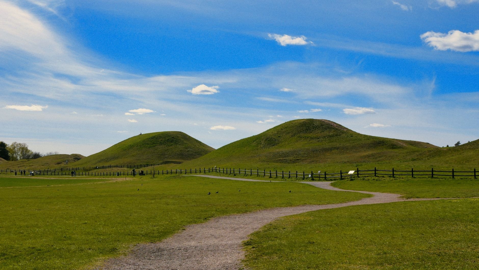 Panoramic landscape over thousands of prehistoric gravel burial mounds dating back four thousand years in A'ali