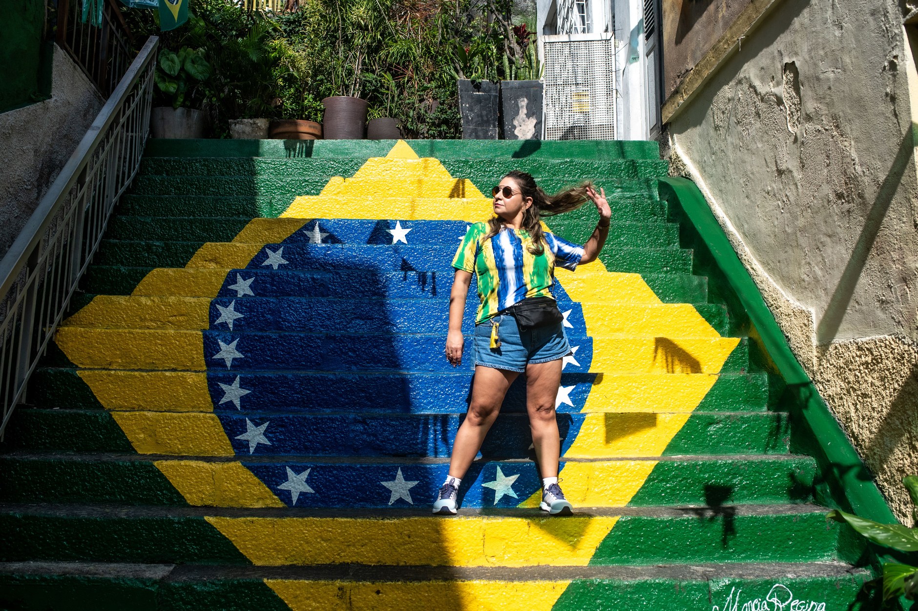 The colorful mosaic tile steps of Escadaria Selarón in the bohemian Lapa neighborhood of Rio