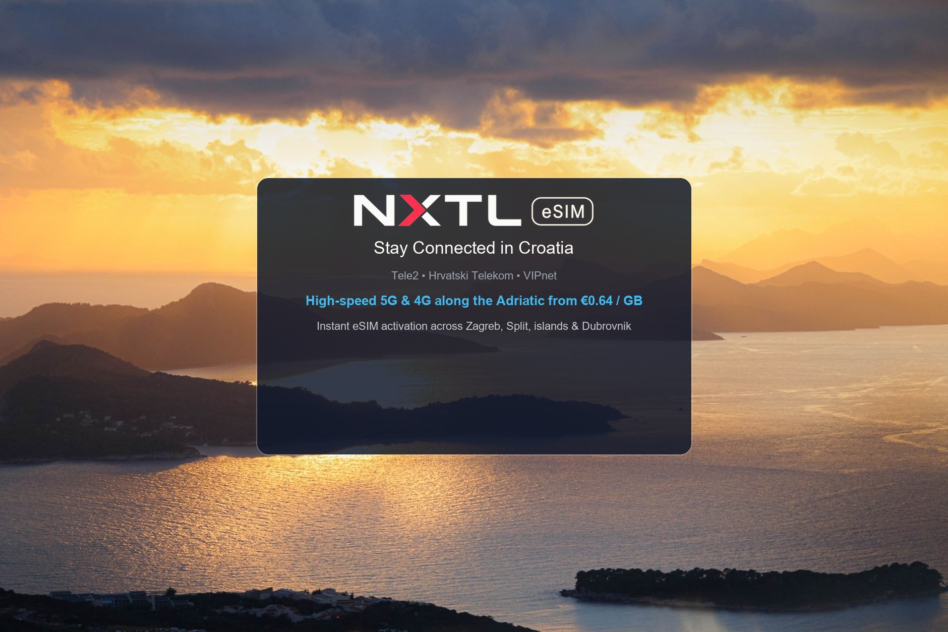 NXTL mobile connectivity card for travelers visiting Croatia
