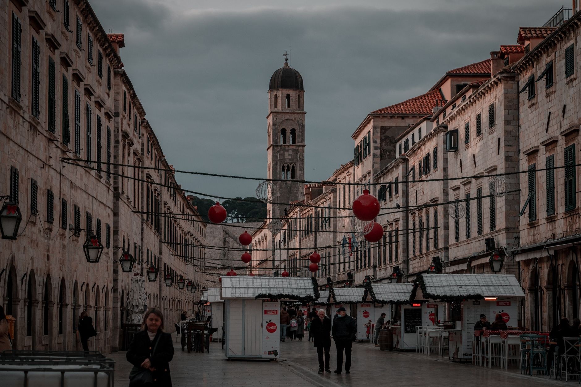 The polished limestone thoroughfare of Stradun running through Dubrovnik Old Town