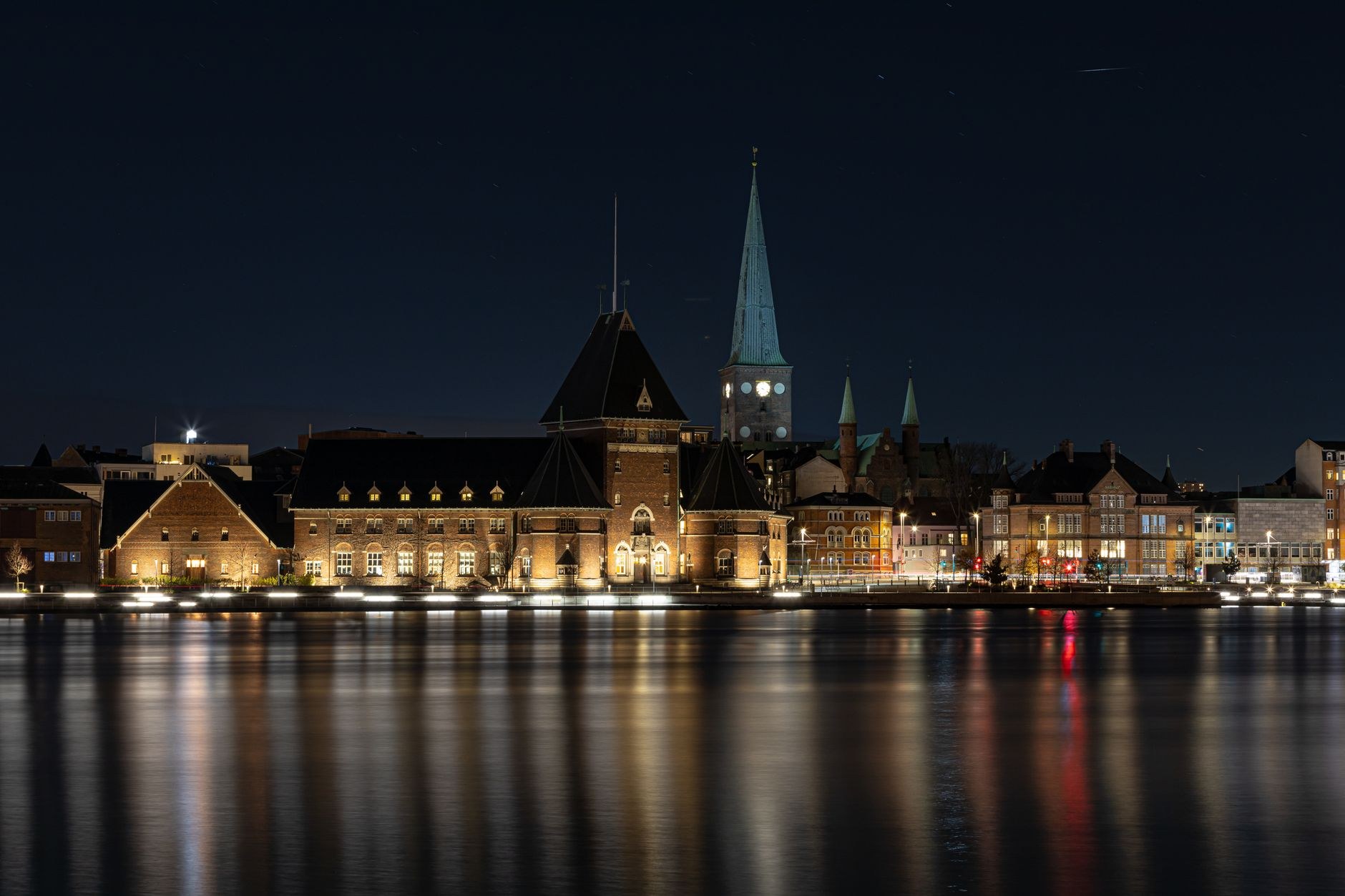 Striking contemporary architectural facades along the harbor and cultural waterfront in Aarhus, Jutland