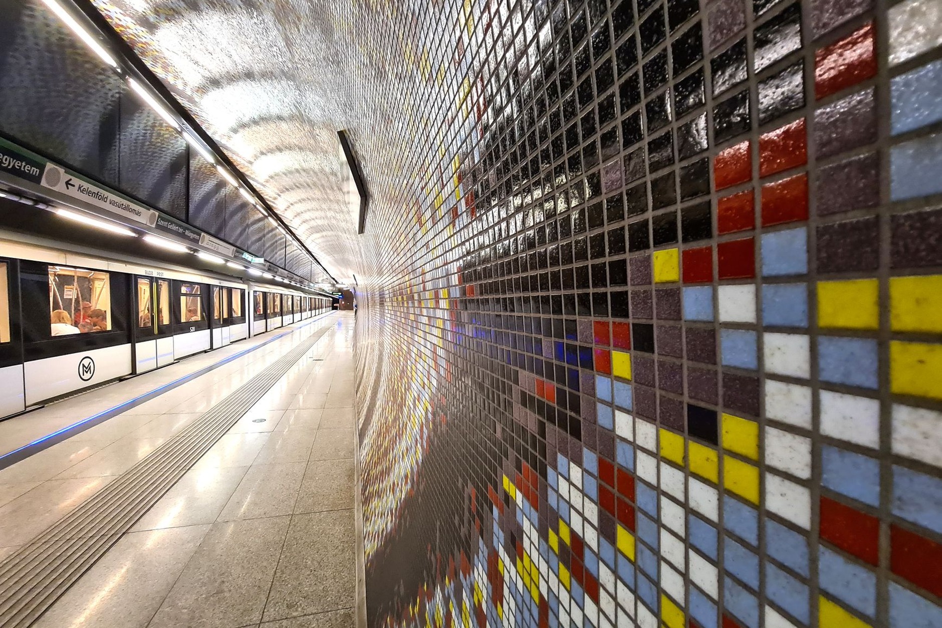 Vintage wooden and tiled carriage of Budapest Metro Line 1 the historic millennium underground railway
