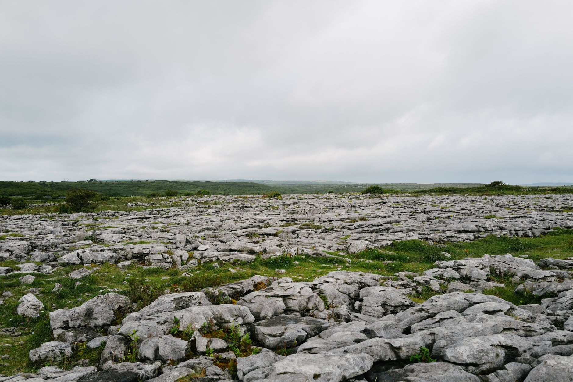 Glaciated karst limestone pavement and cracked clint rock formations in The Burren National Park