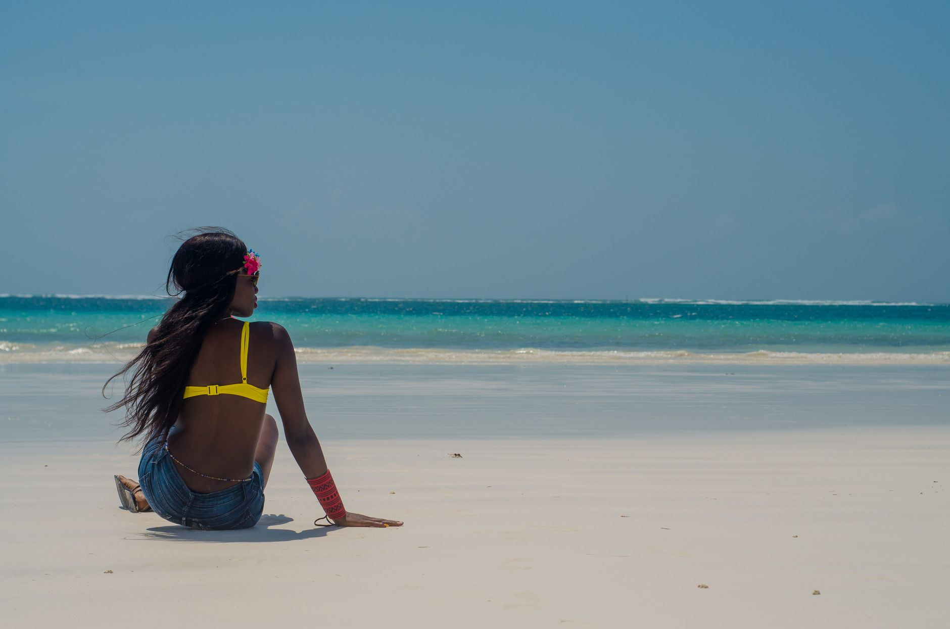 Blinding white sand and turquoise water at Diani Beach