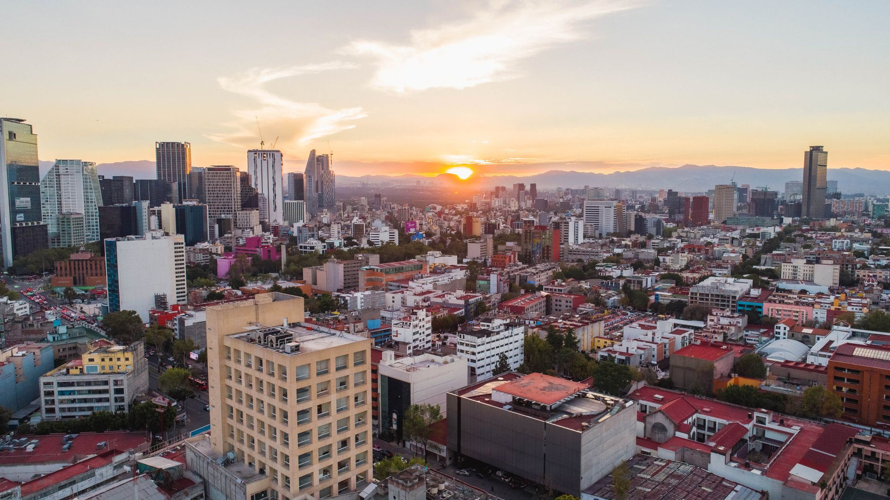 Mexico City at sunset
