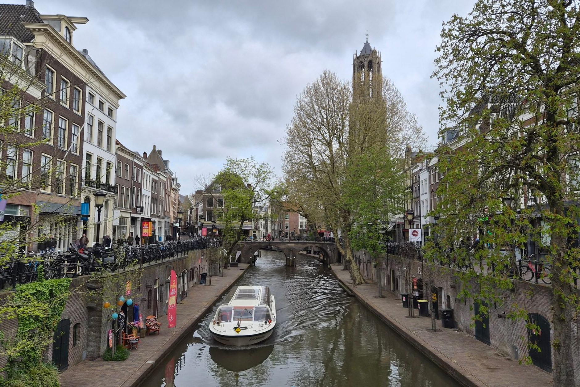 The split-level canal wharves and waterside terraces of Utrecht's Oudegracht