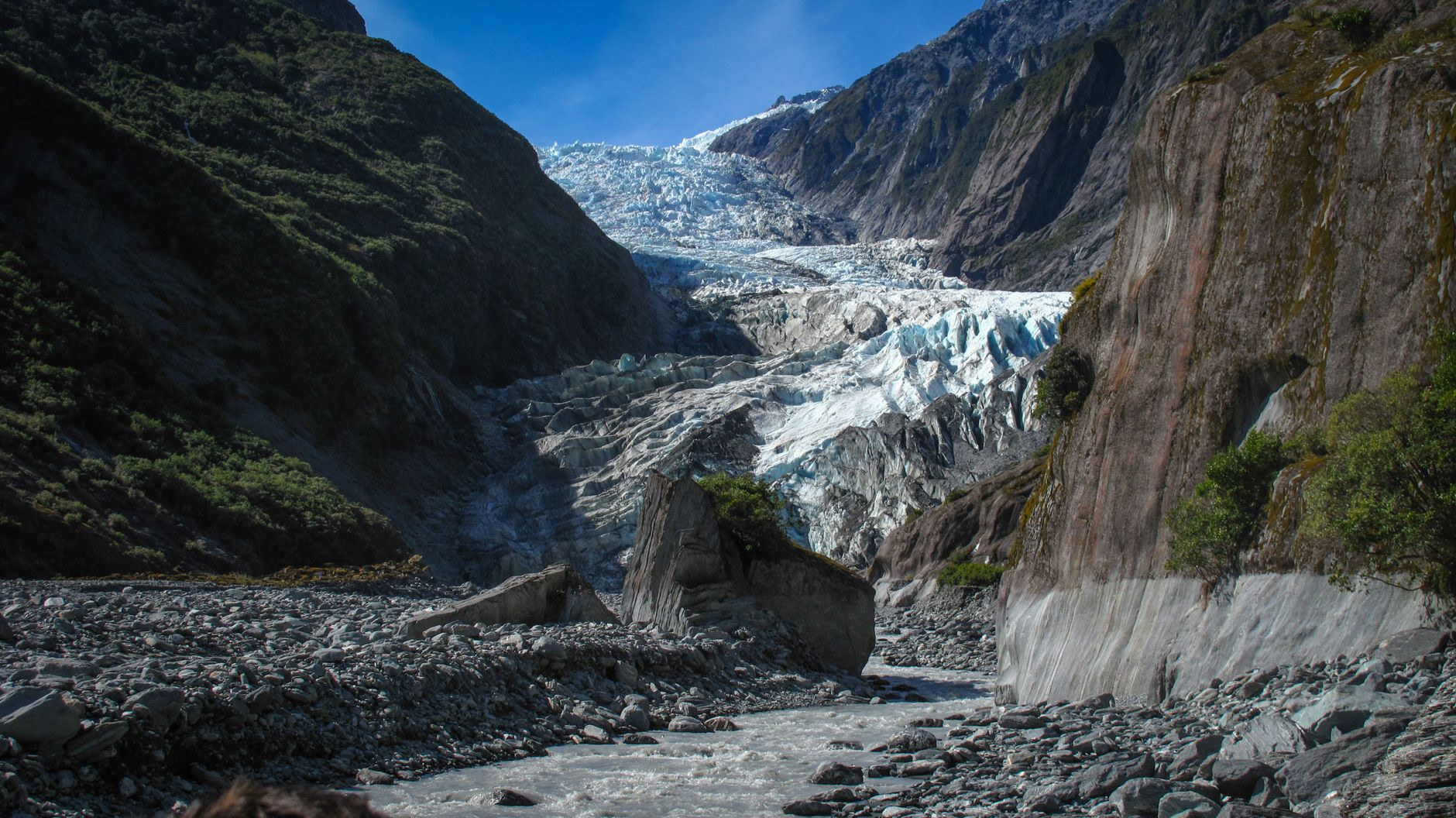 Dramatic alpine river valley on New Zealand's West Coast