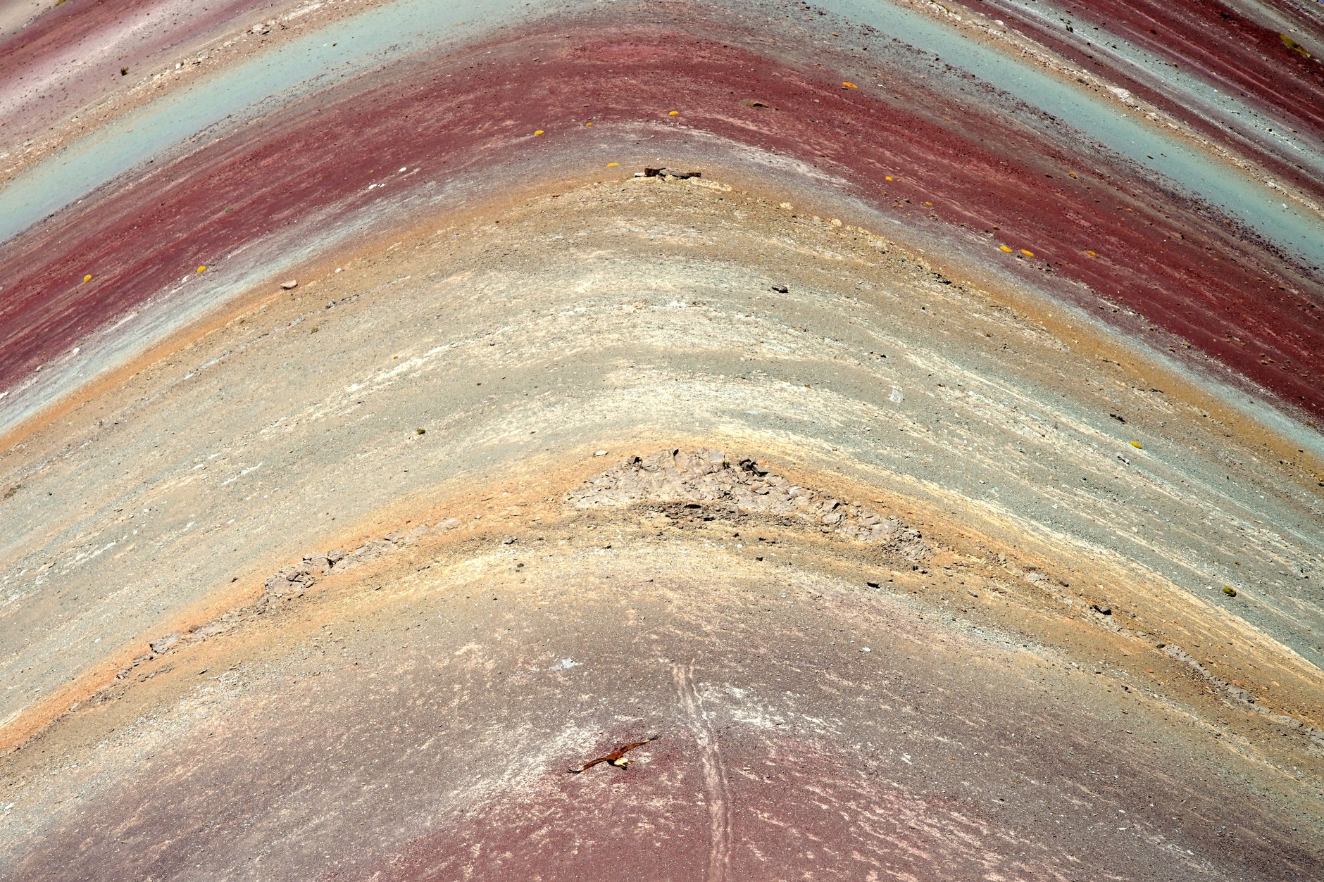 Vibrant mineral striped ridges of Rainbow Mountain Vinicunca high in the Peruvian Andes