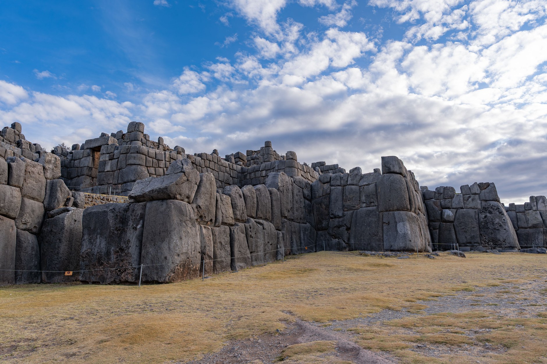Colossal zigzagging megalithic stone walls of the Saqsaywamán fortress above Cusco