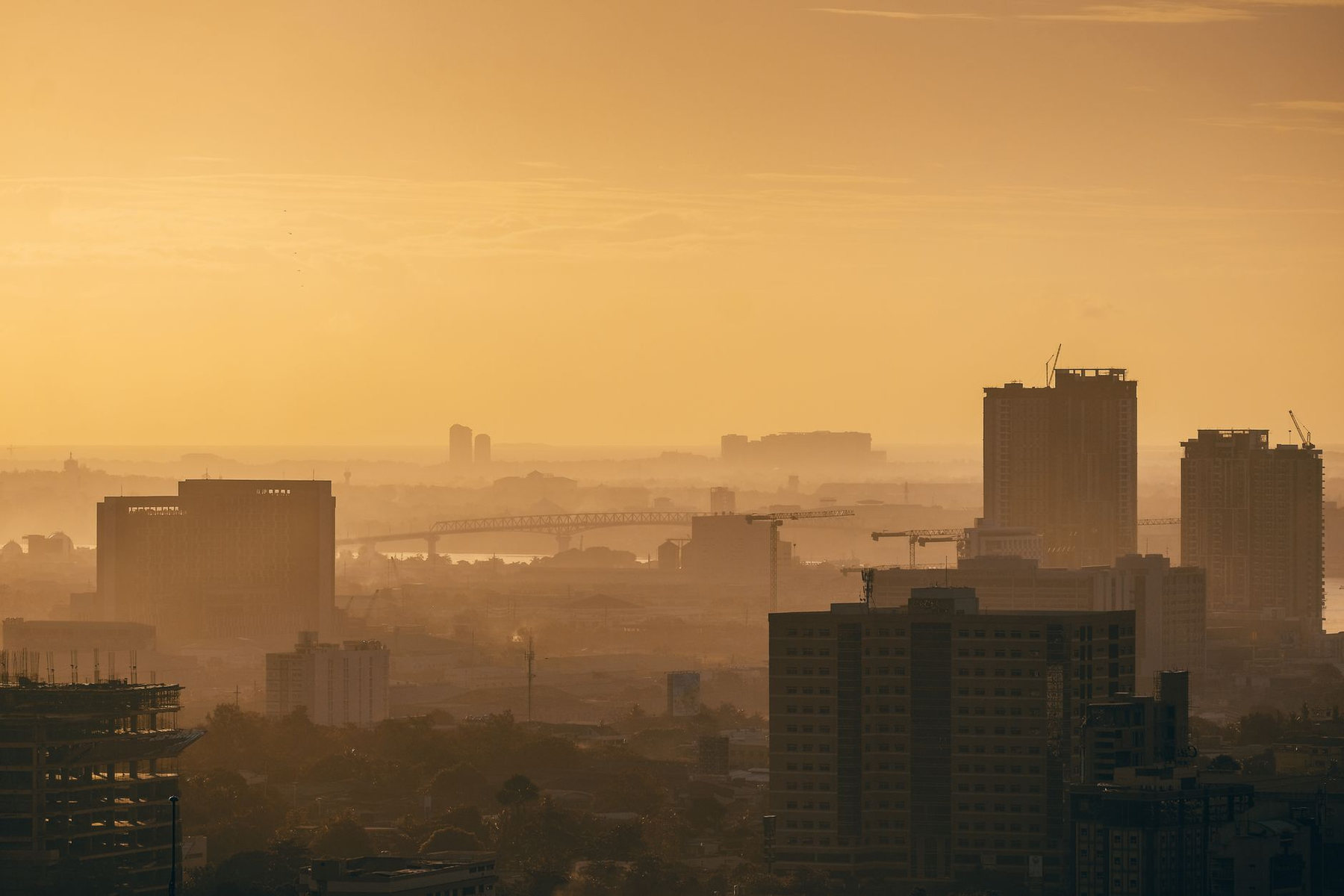 Cebu City skyline in warm light