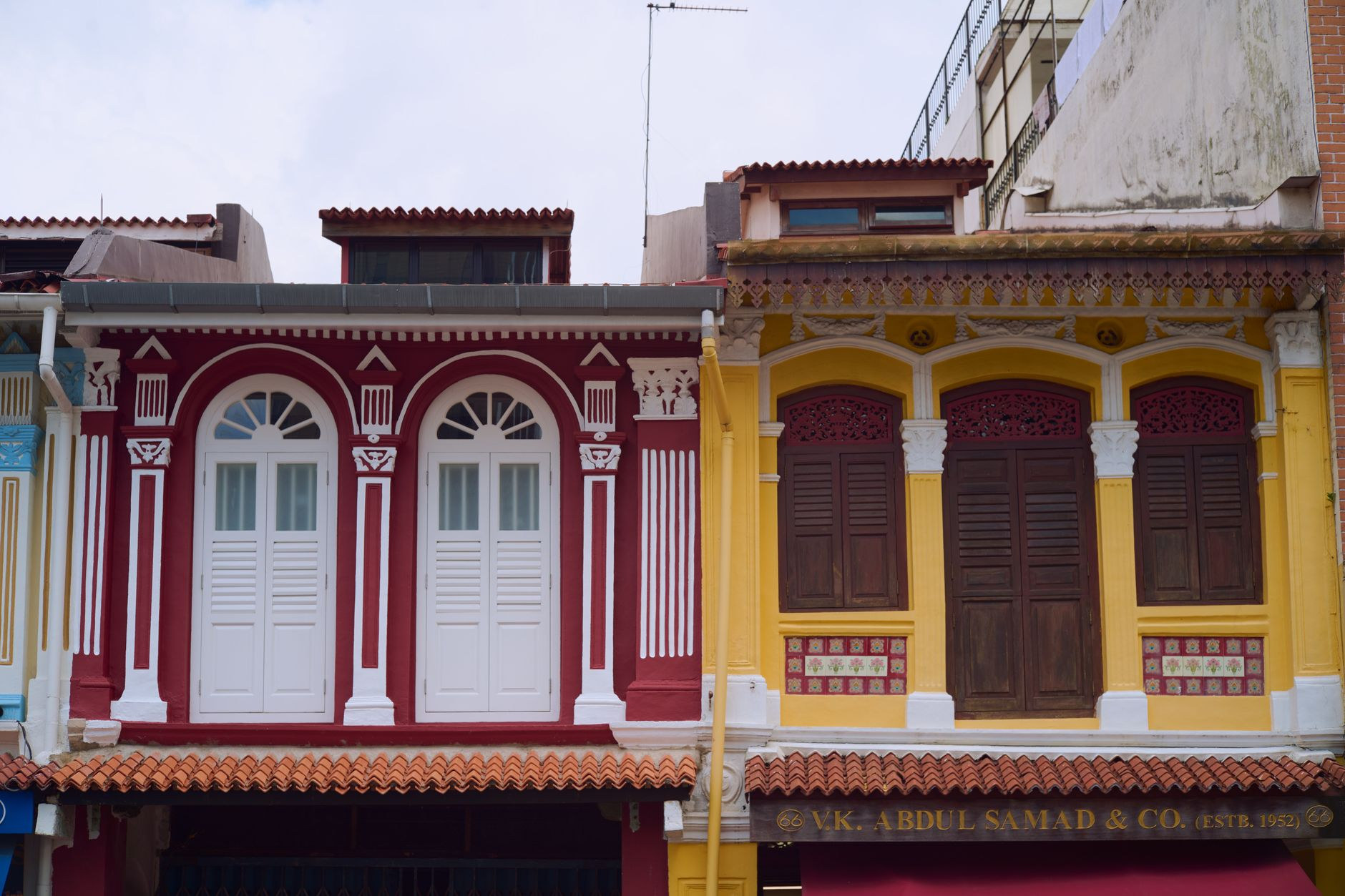 Vibrant traditional shophouses and lanterns in Chinatown