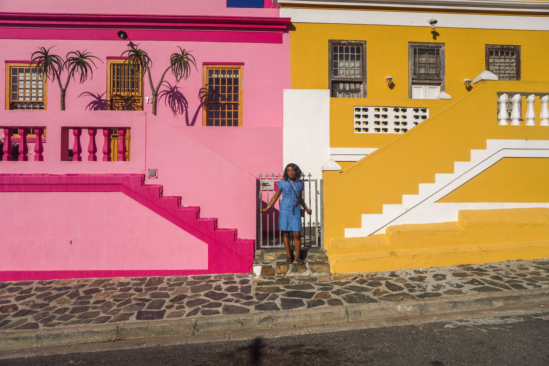 Vibrant pastel-colored historic houses in the Bo-Kaap neighborhood