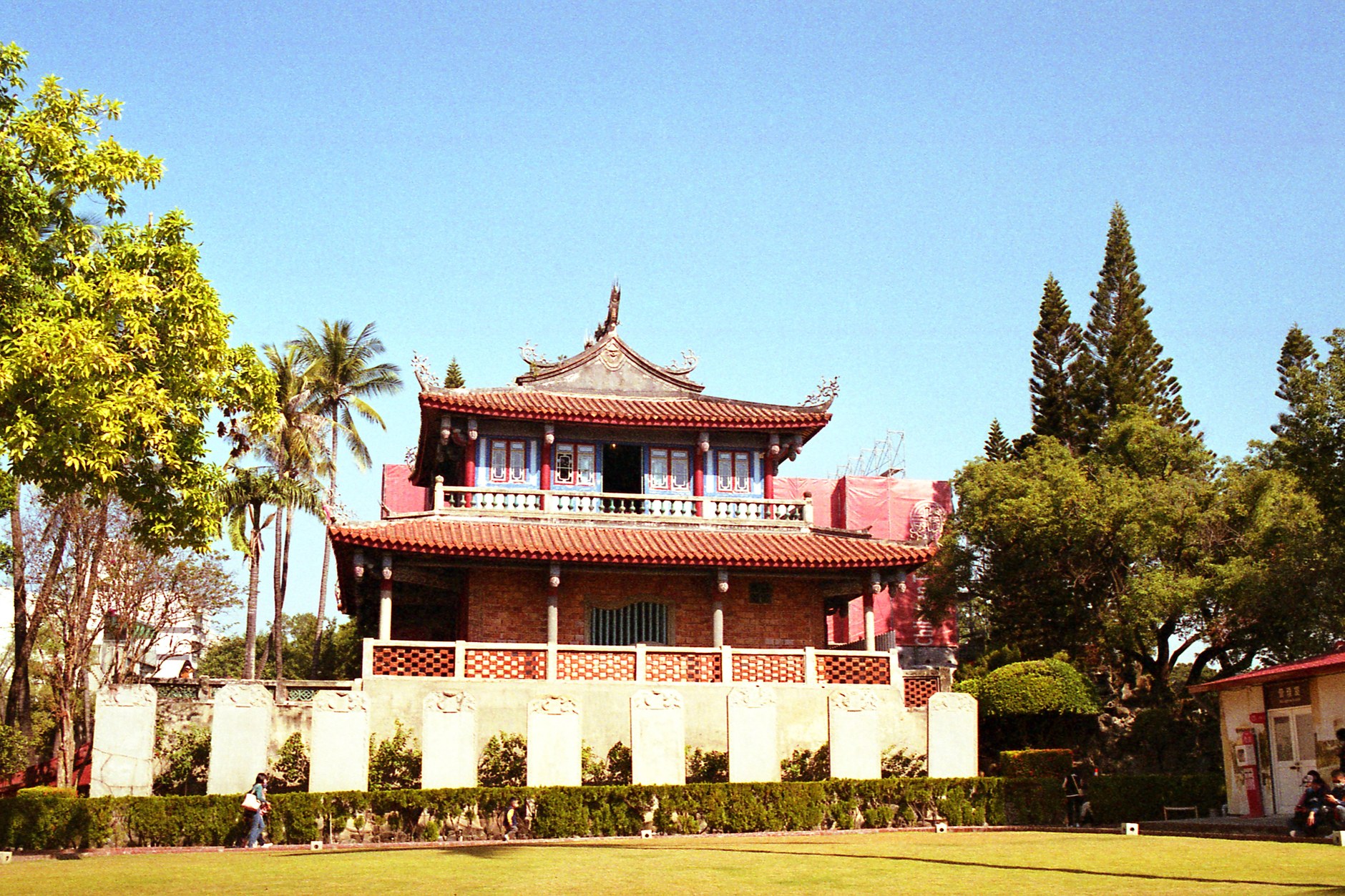 Traditional Chinese pavilions and koi ponds at Chihkan Tower in historic Tainan