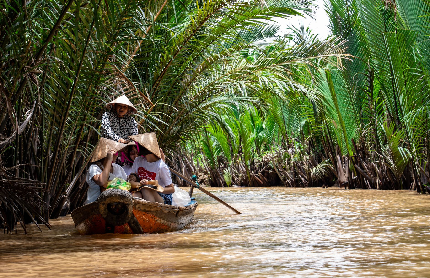 A boat on a Mekong Delta waterway