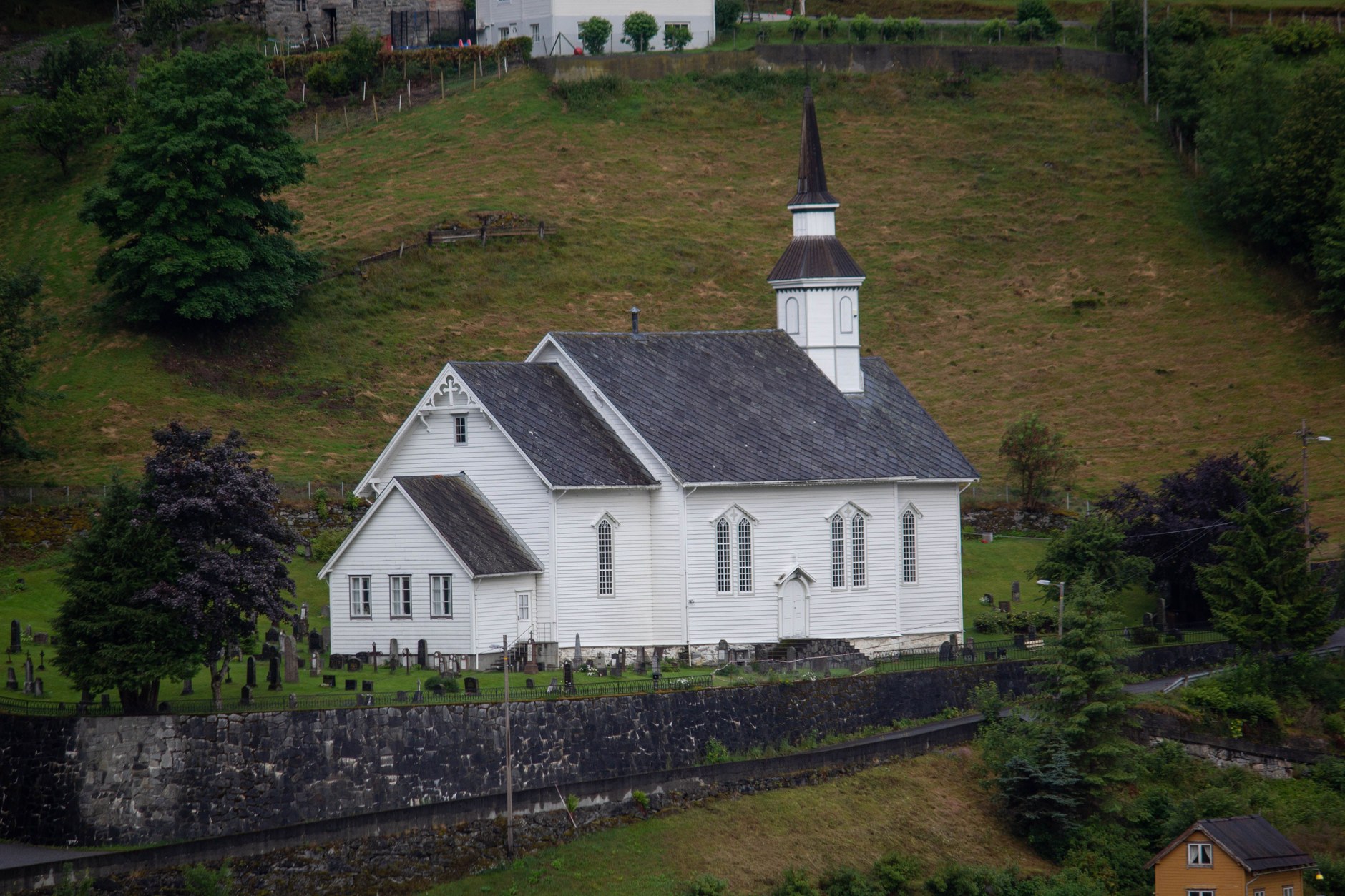 Soaring wooden facade and twin spires of Saint Peter and Paul Cathedral in Paramaribo