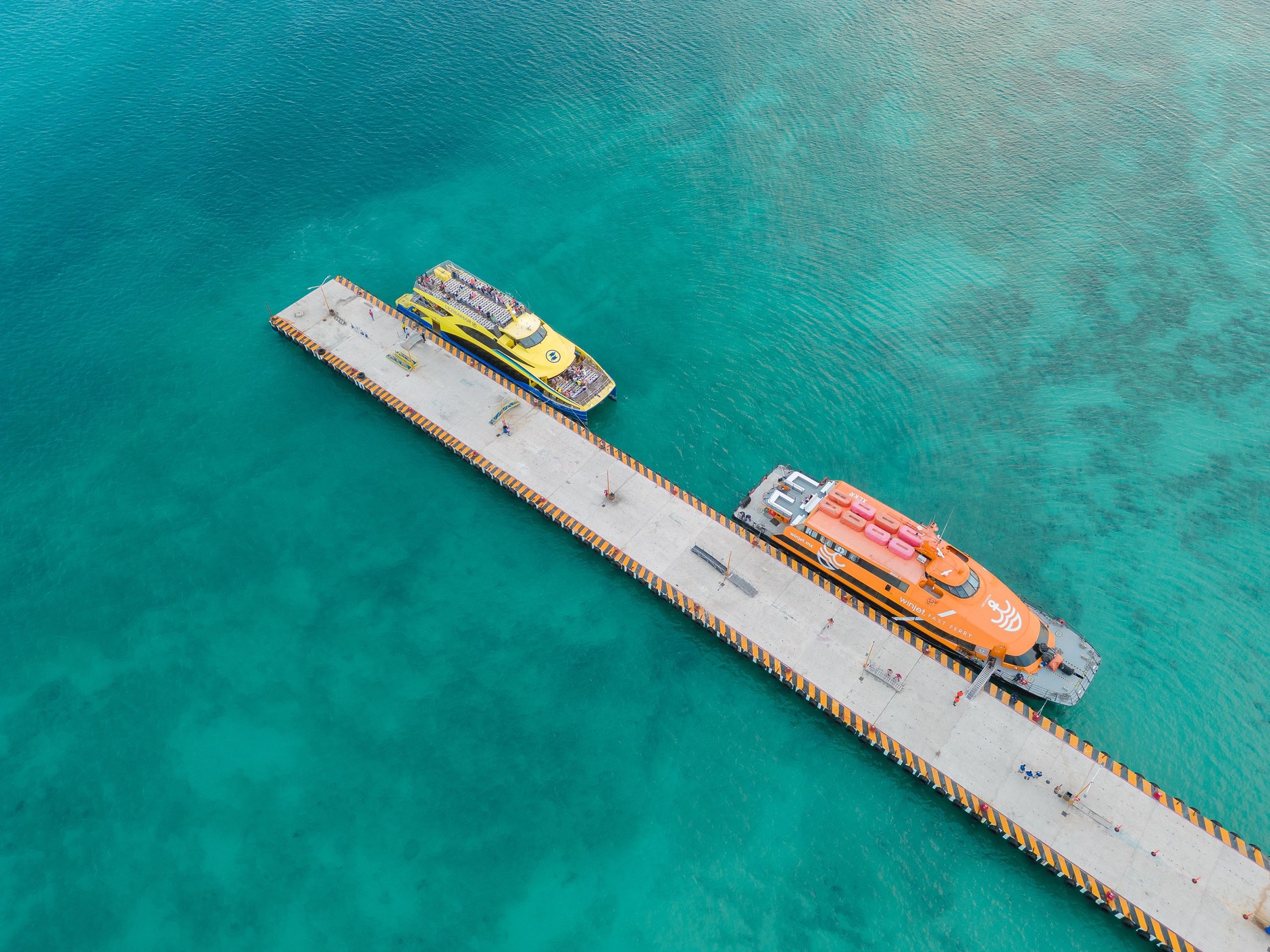 Passenger ferry docked at the marine harbor terminal linking Trinidad and Tobago
