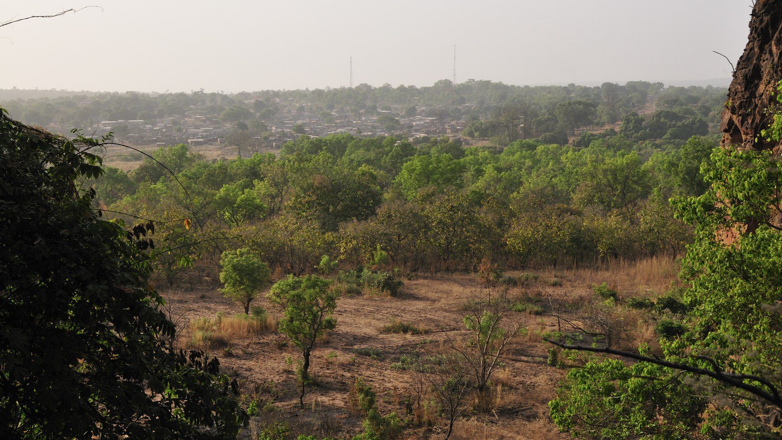 Historic Sudano-Sahelian mudbrick architecture and timber minarets of the Grand Mosque in Bobo-Dioulasso, Burkina Faso