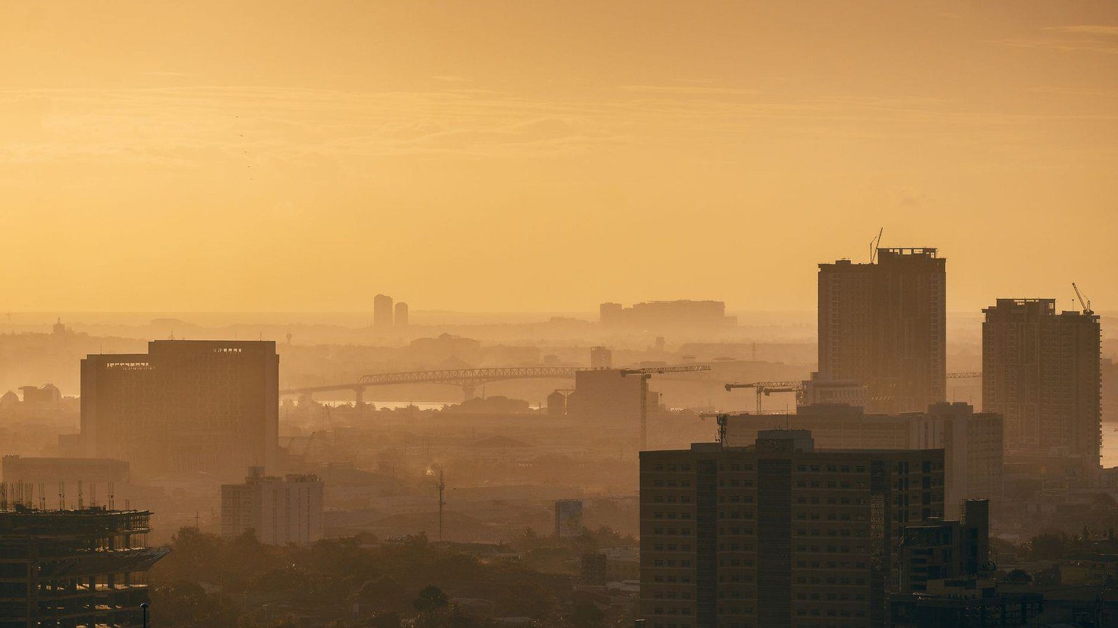 Cebu City skyline in warm light